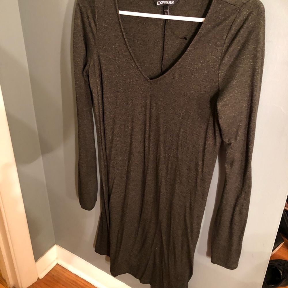 Long sleeve olive swing dress